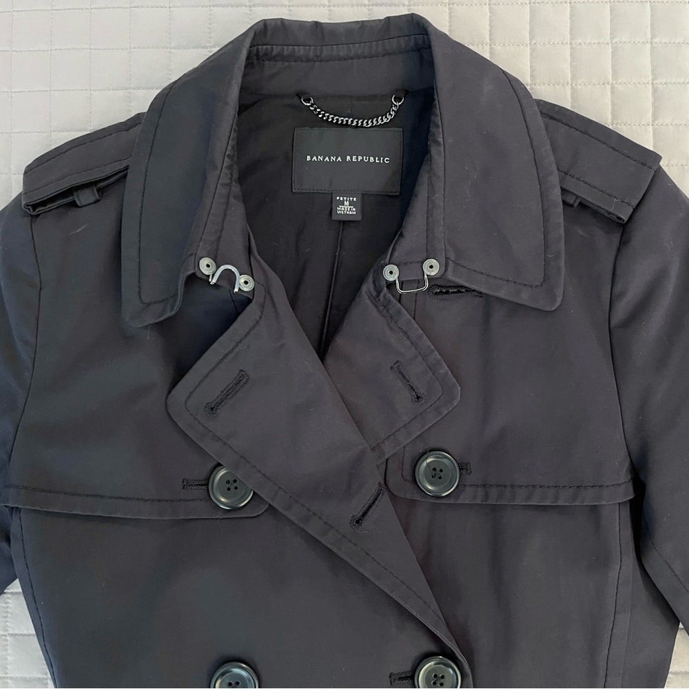 Classic Banana Republic Mid-Length Navy Trench Coat